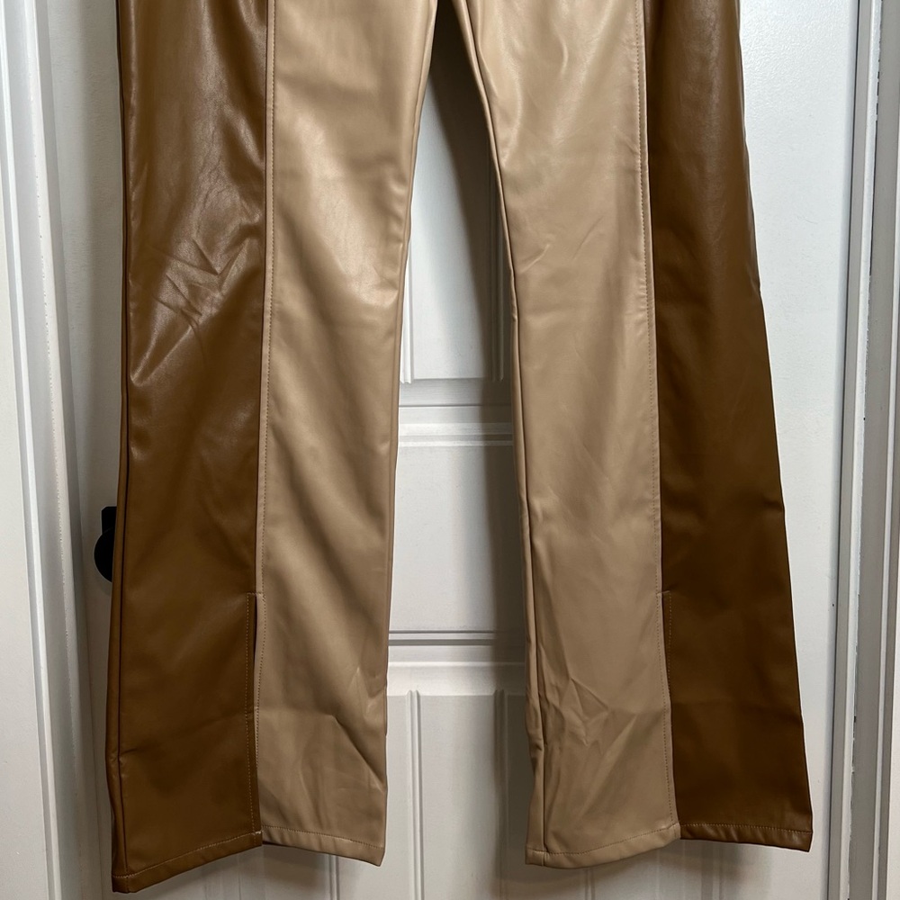 Fashion Nova Still Into Me Faux Leather Pants‎ Camel Combo. Size 2XL. - Picture 8 of 15